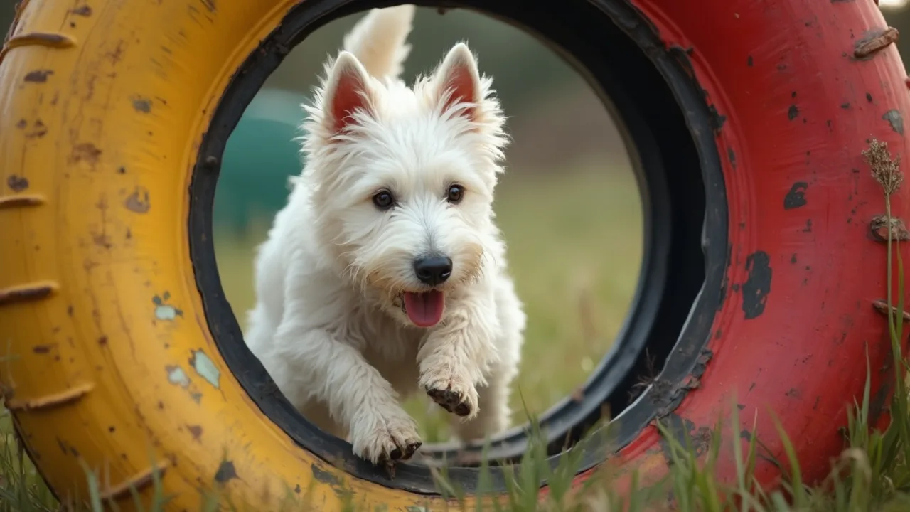 Canicross met Westie