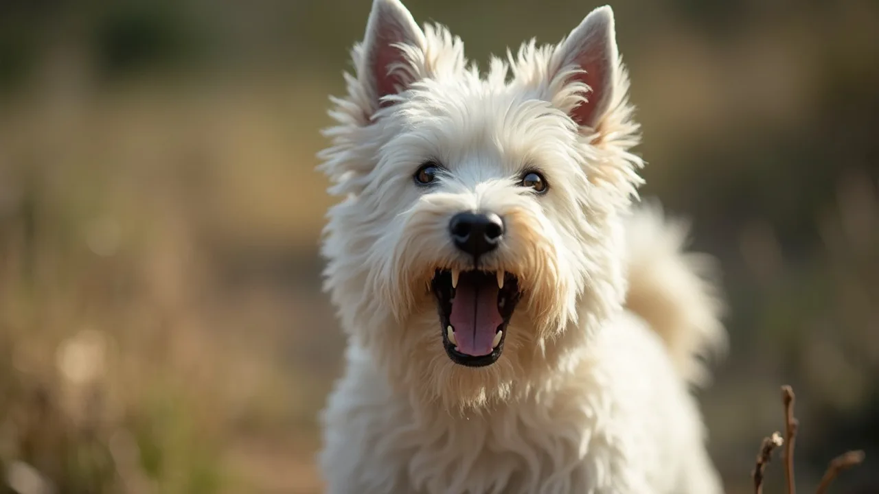 Westie met speelgoed